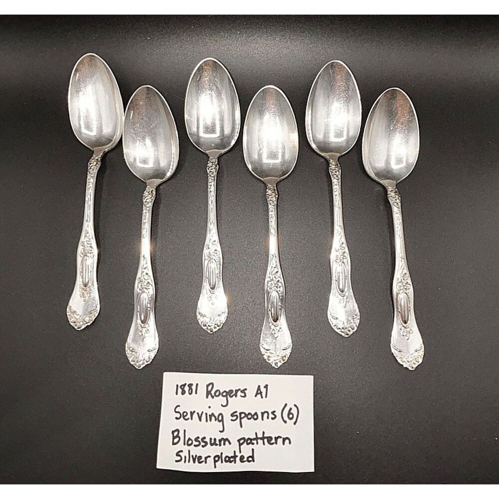 Antique 1881 Rogers A1 Silverplate (6) Teaspoons Blossom Pattern No Mono Art Nou
